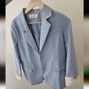 Baby Blue Blazer with Gold Accents